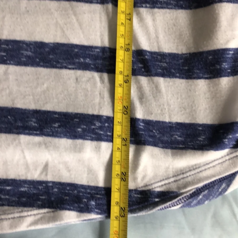 SO Top Girls Size Large Blue‎ White Striped Short Sleeves Scoop Hem